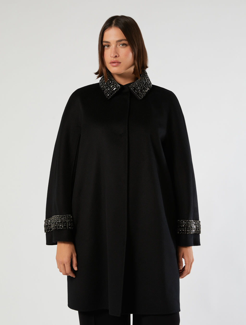 Double-sided fabric coat in wool