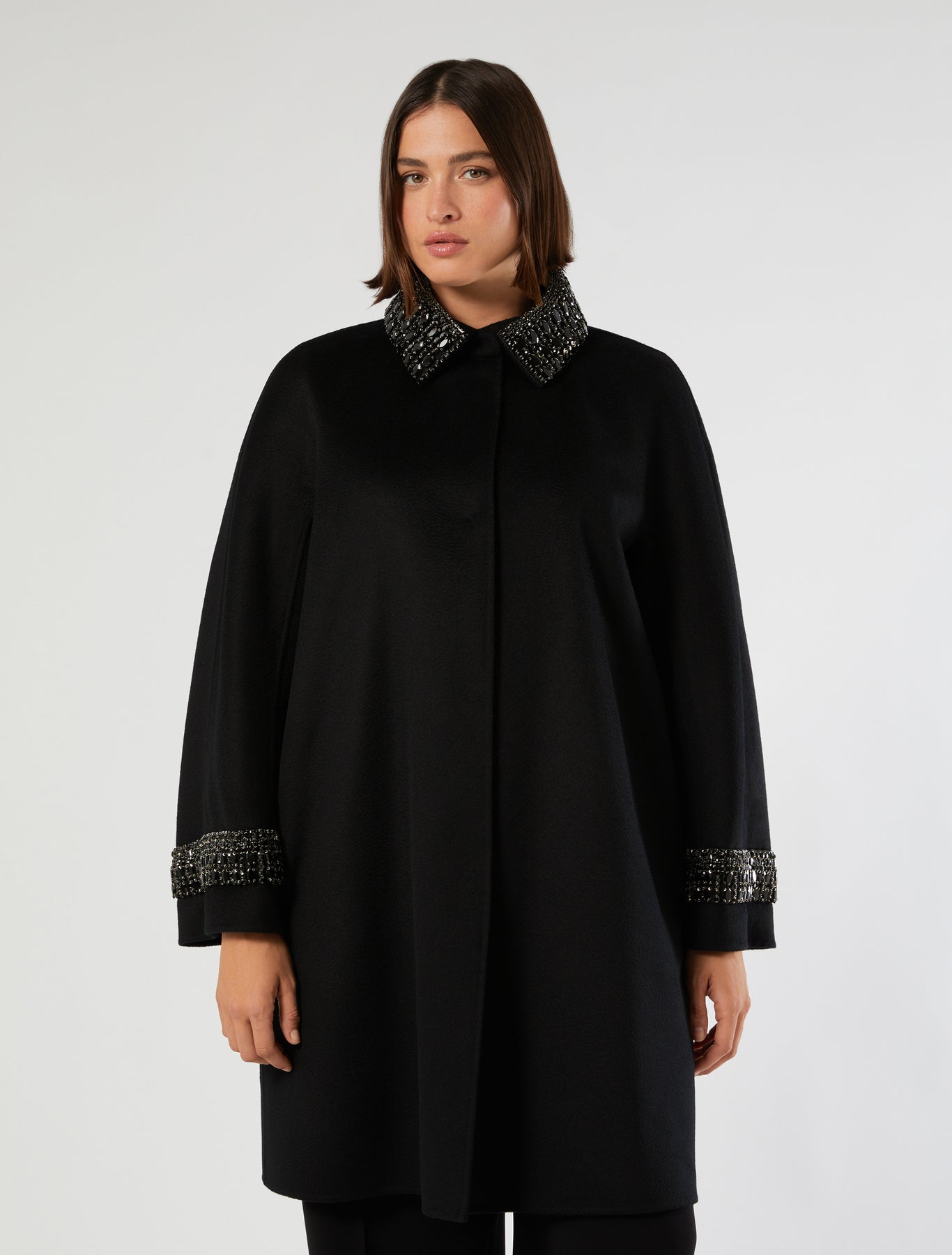 Double-sided fabric coat in wool
