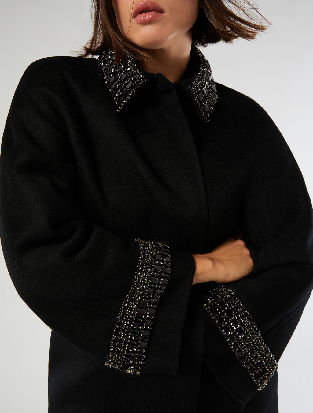 Double-sided fabric coat in wool