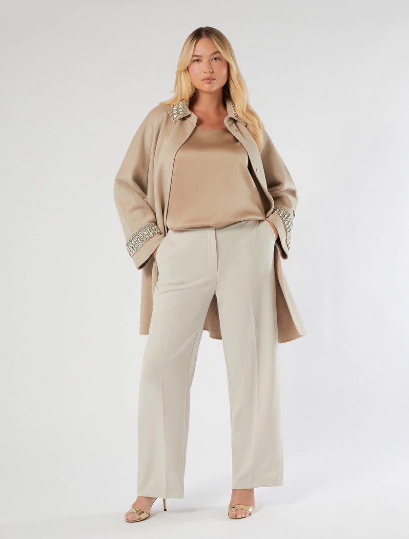 Double-sided fabric coat in wool