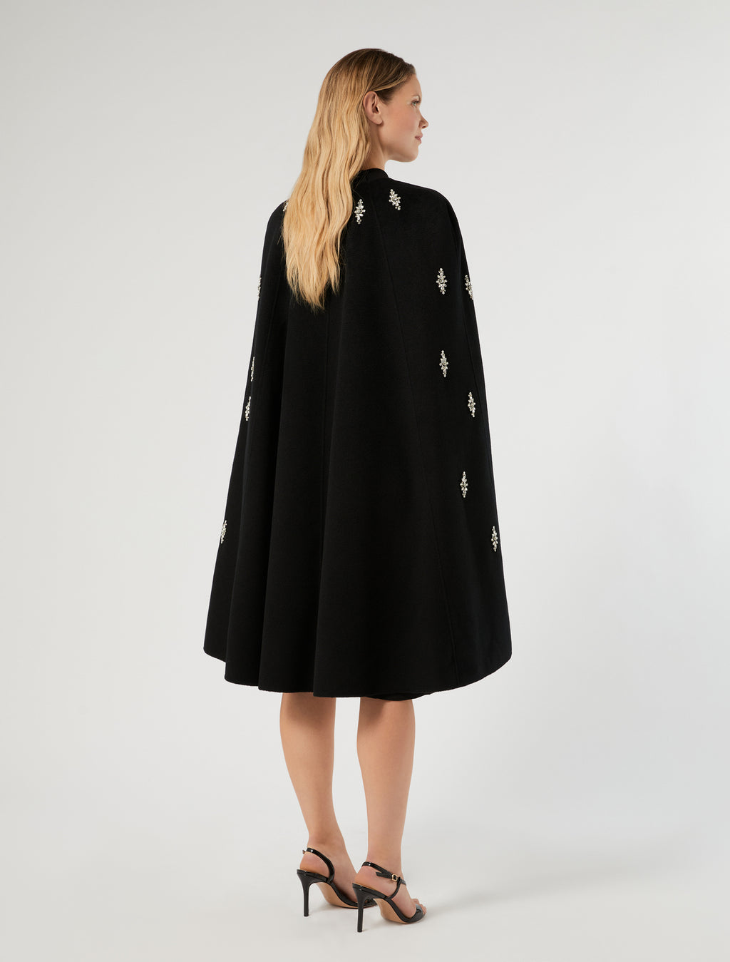 Marina Rinaldi embroidered pure wool broadcloth cape for woman