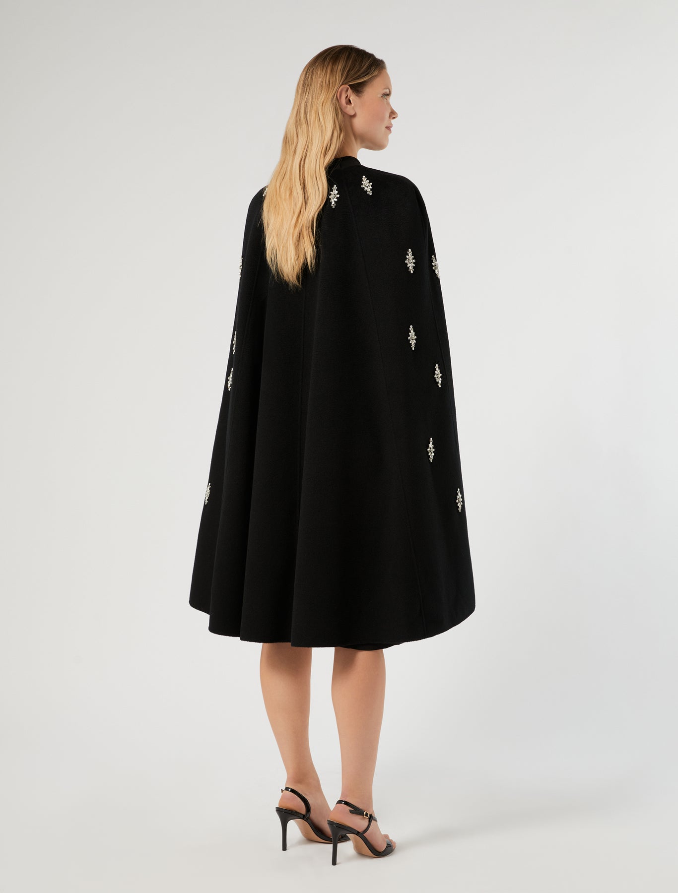 Marina Rinaldi embroidered pure wool broadcloth cape for woman