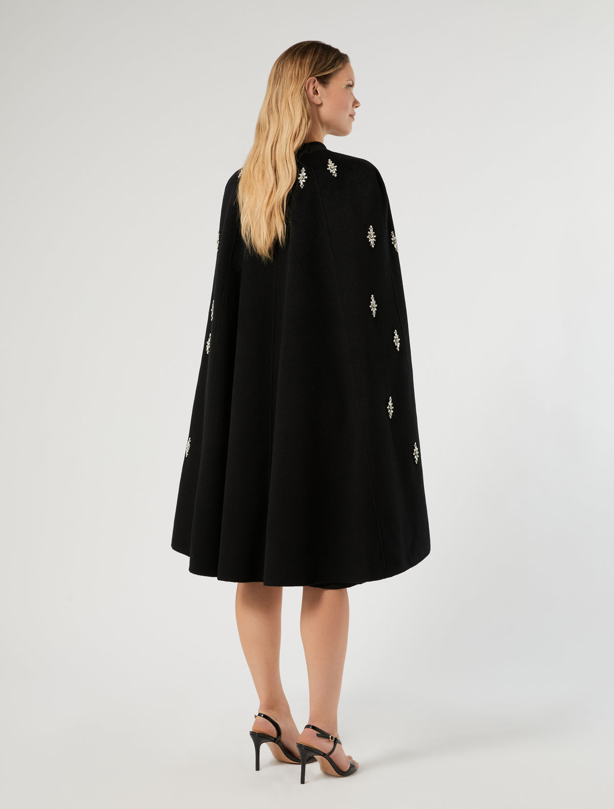 Marina Rinaldi embroidered pure wool broadcloth cape for woman