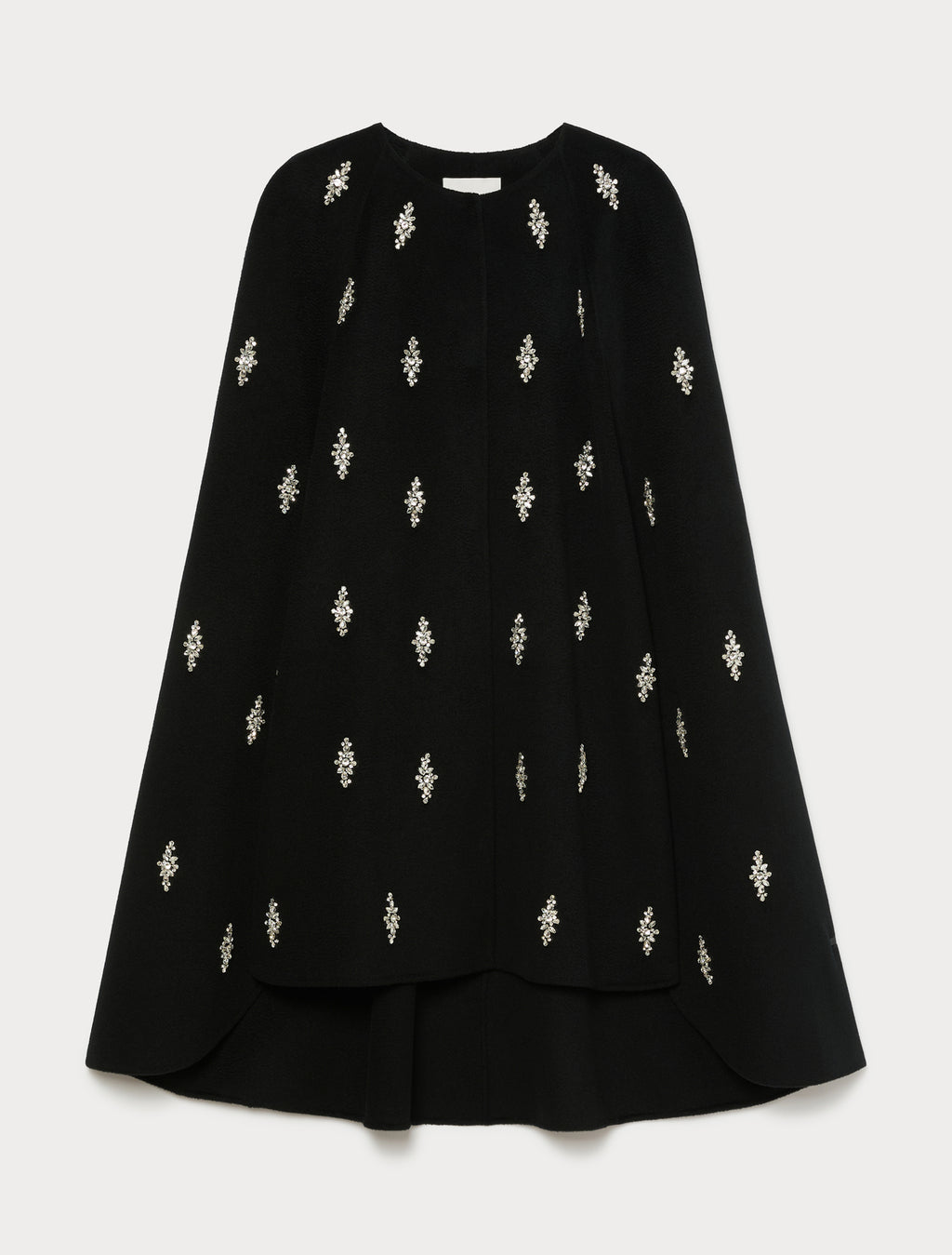 Marina Rinaldi embroidered pure wool broadcloth cape for woman