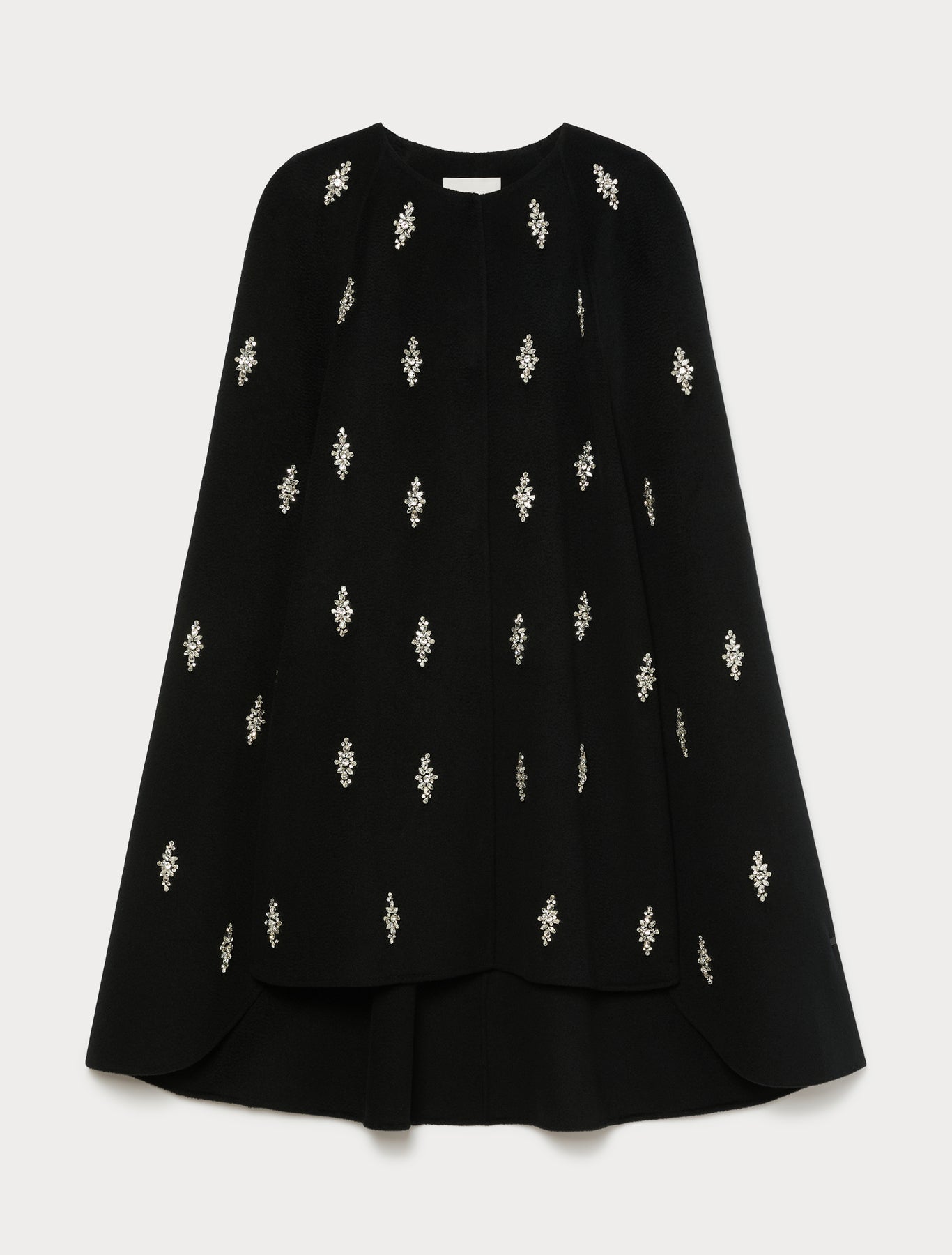 Marina Rinaldi embroidered pure wool broadcloth cape for woman