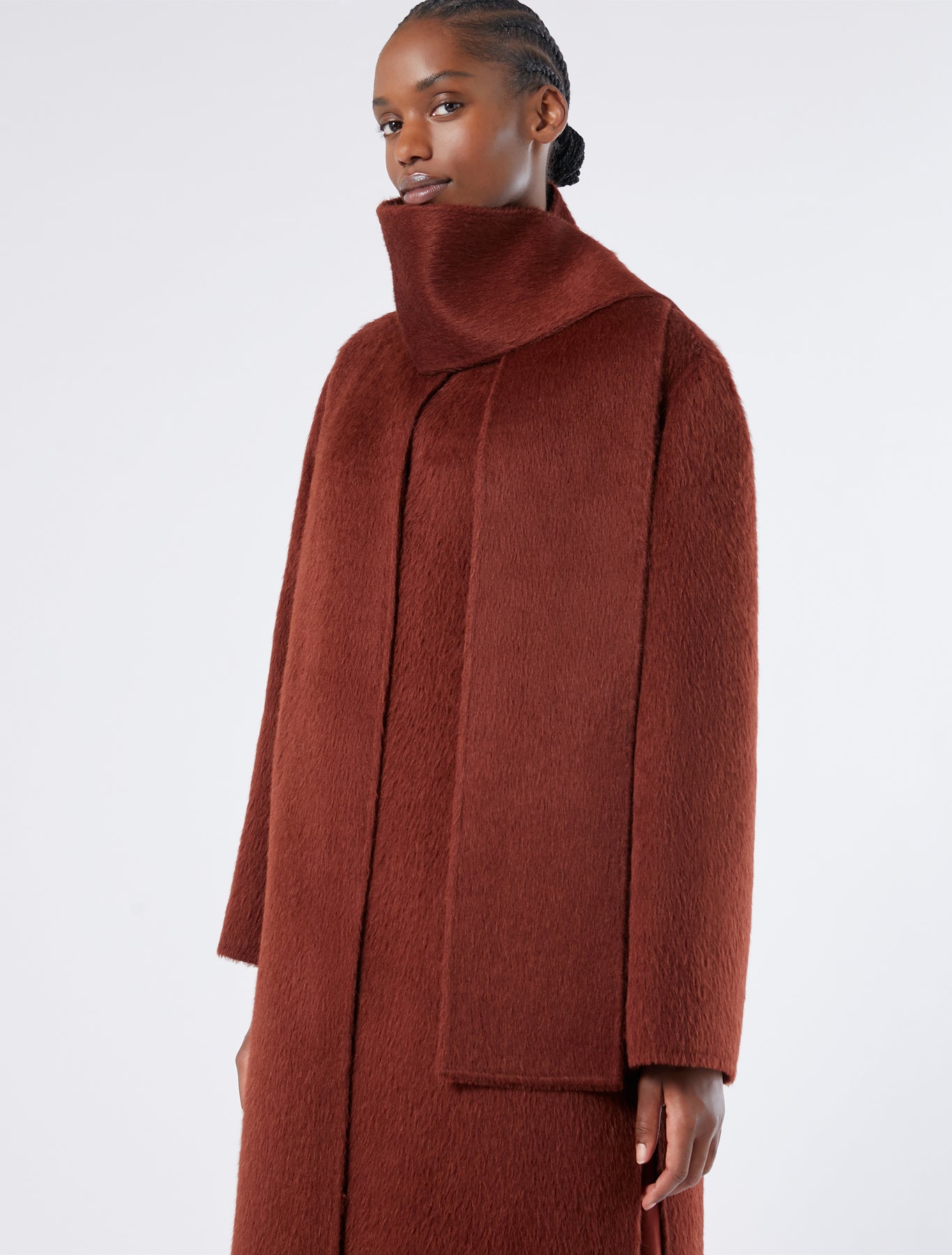 Double-faced wool and alpaca coat