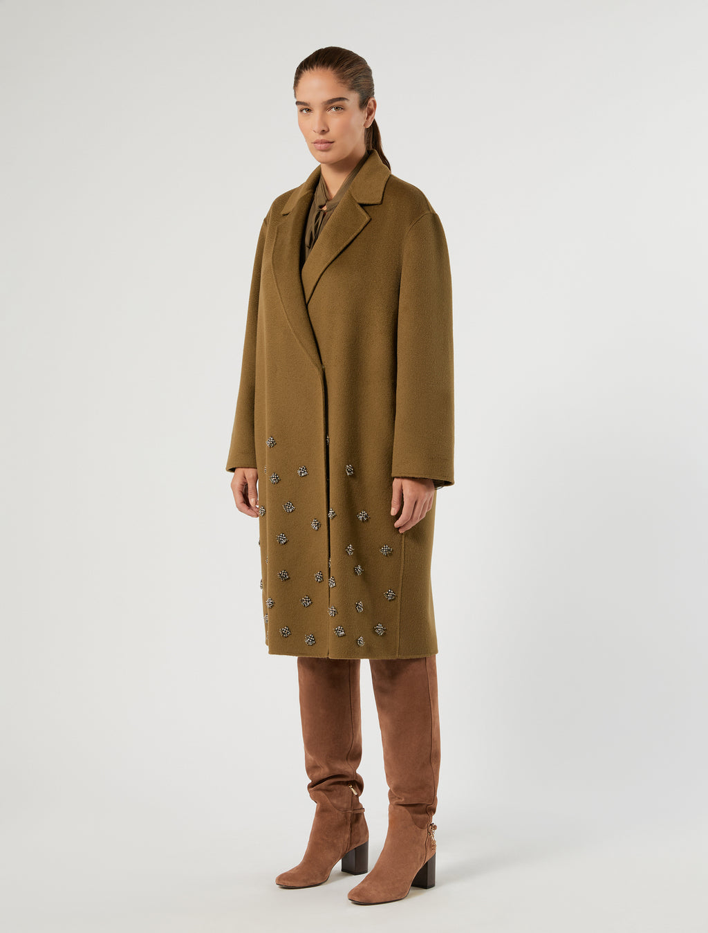 Marina Rinaldi embroidered double wool coat for woman