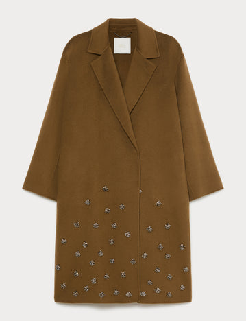 Marina Rinaldi embroidered double wool coat for woman