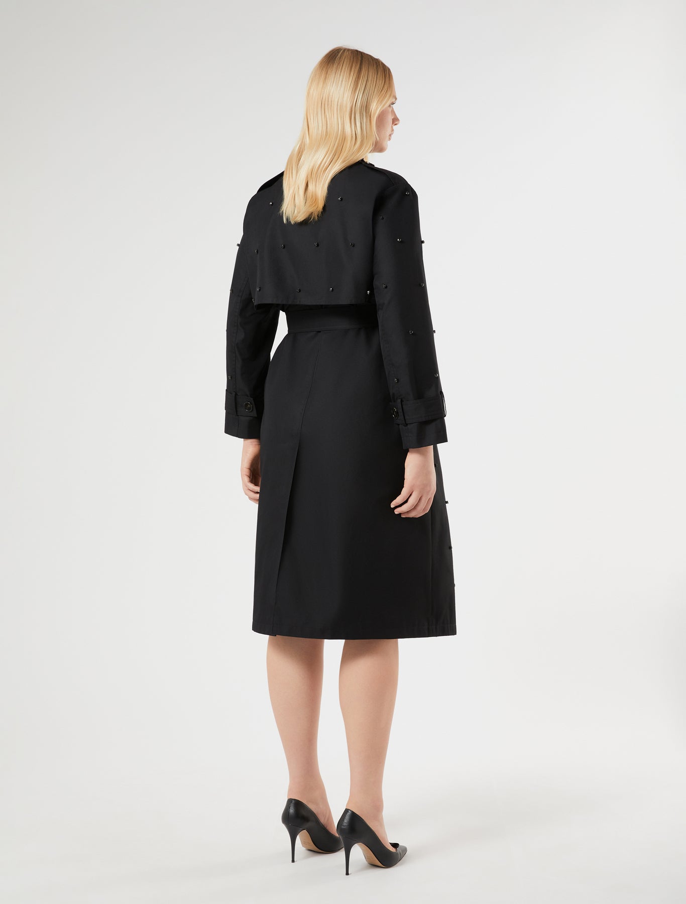 Embroidered twill trench coat