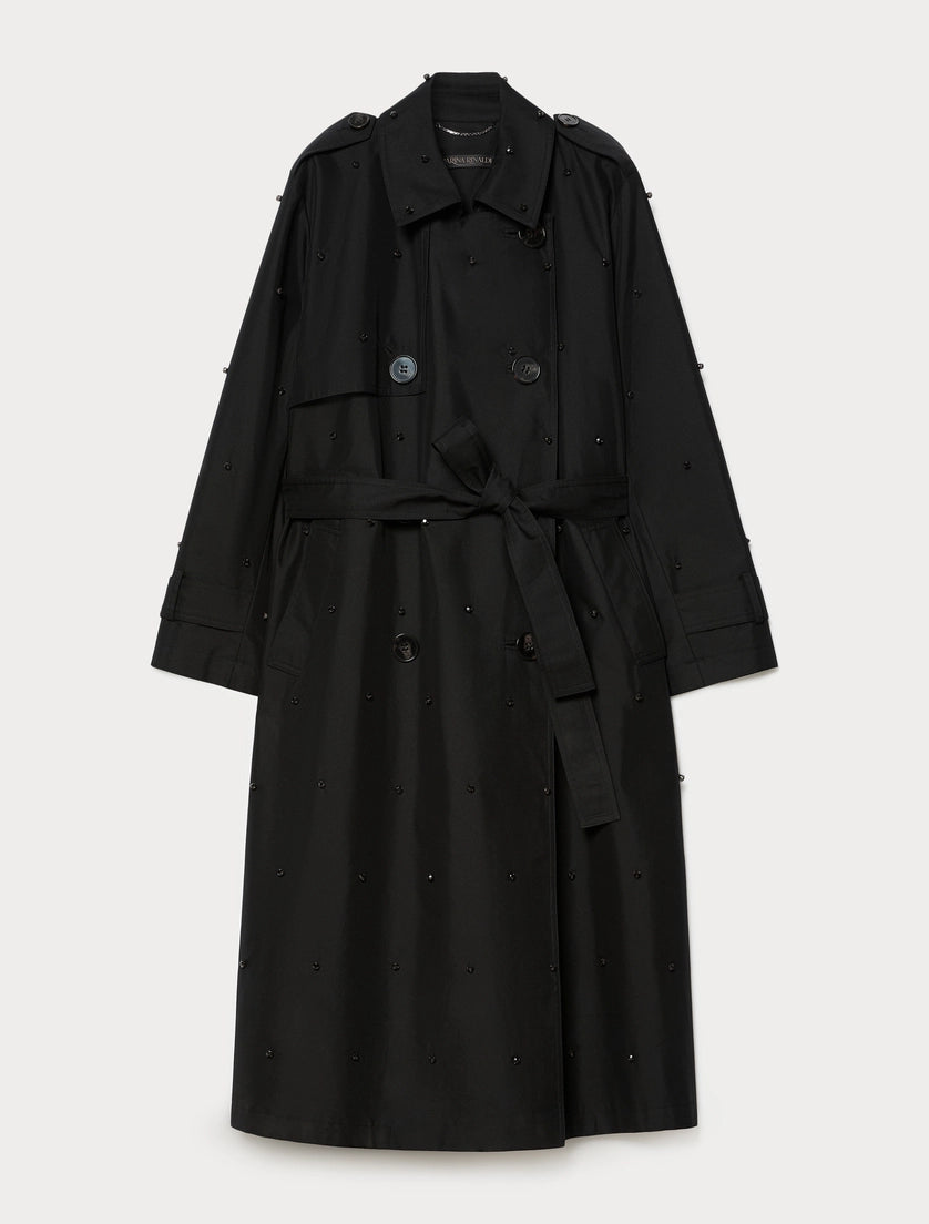 Embroidered twill trench coat