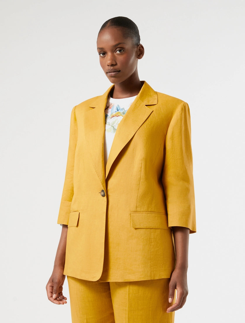marina rinaldi linen canvas blazer jacket for woman