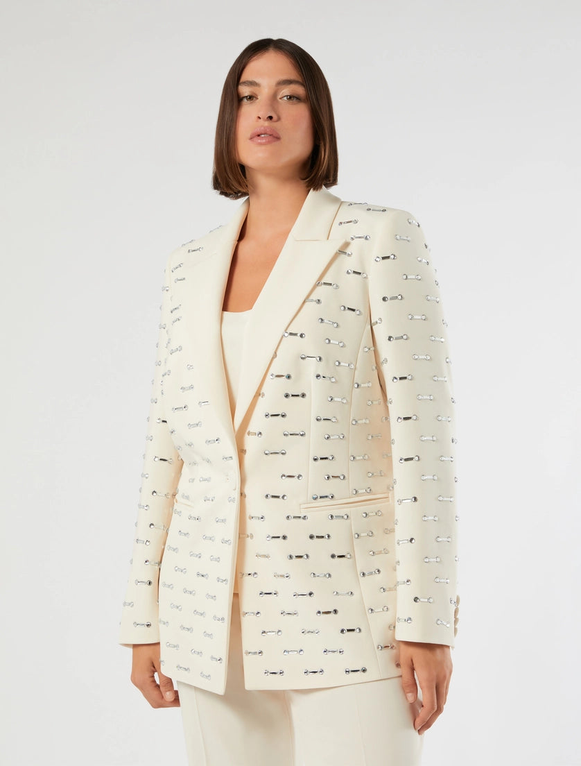 marina rinaldi rhinestone-detail cady blazer jacket for woman