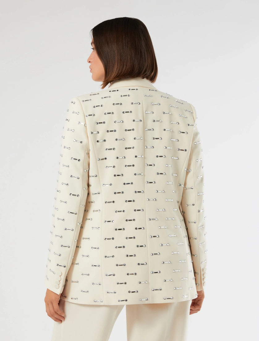marina rinaldi rhinestone-detail cady blazer jacket for woman