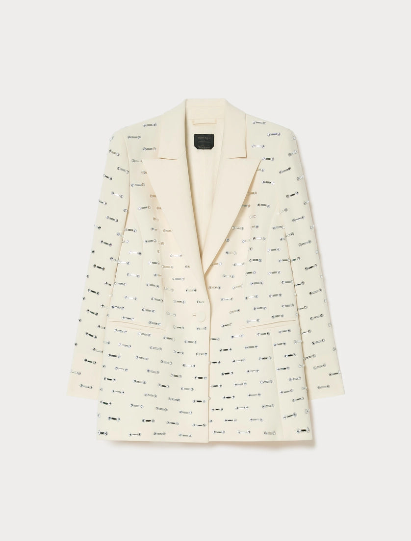 marina rinaldi rhinestone-detail cady blazer jacket for woman