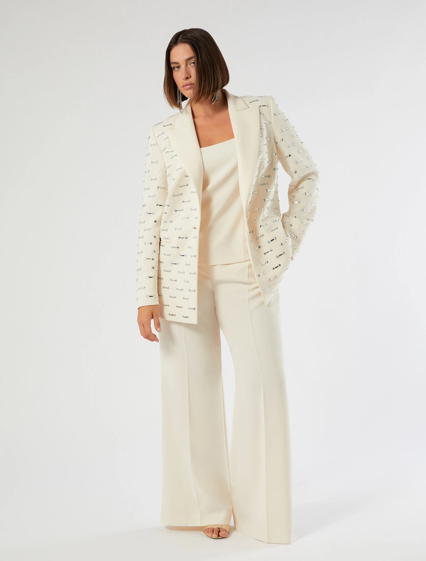 marina rinaldi rhinestone-detail cady blazer jacket for woman
