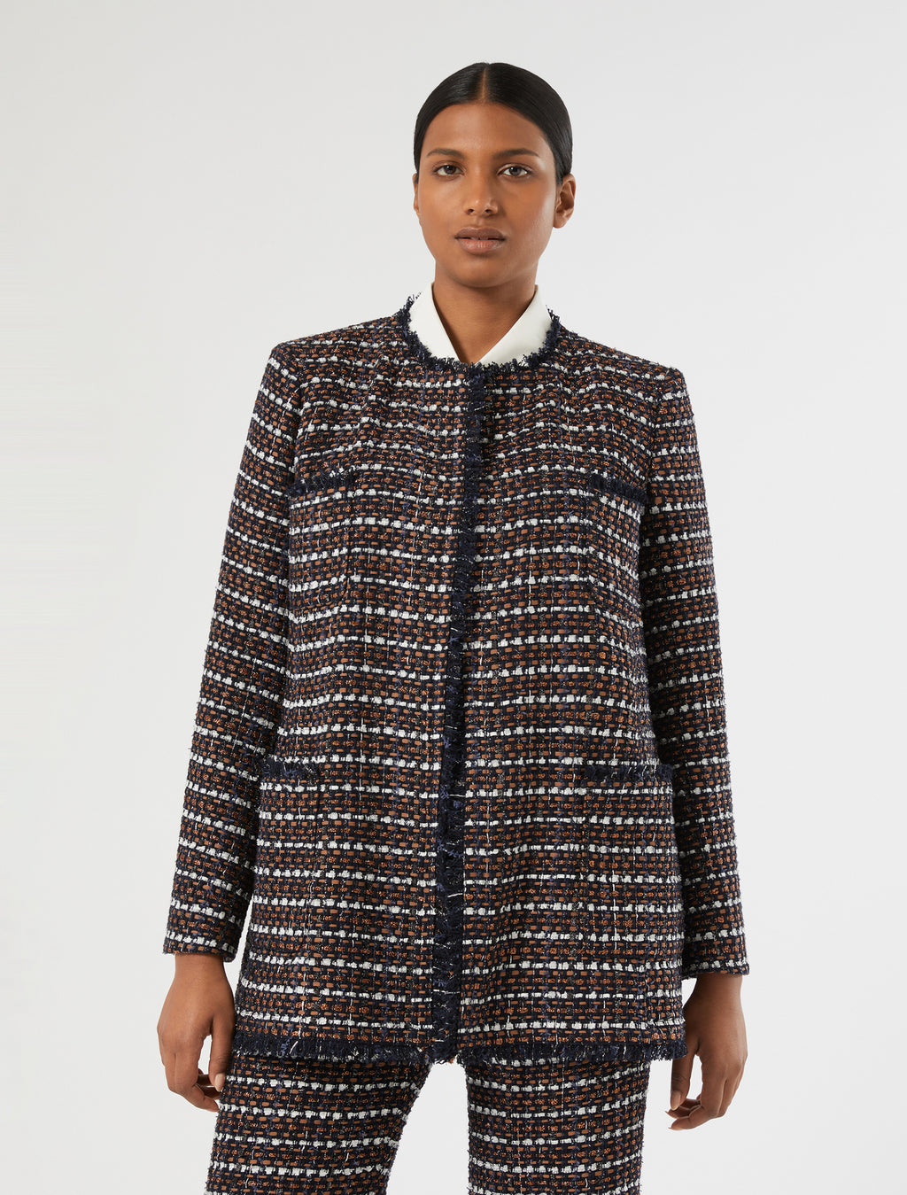 marina rinaldi bouclé fabric jacket for woman