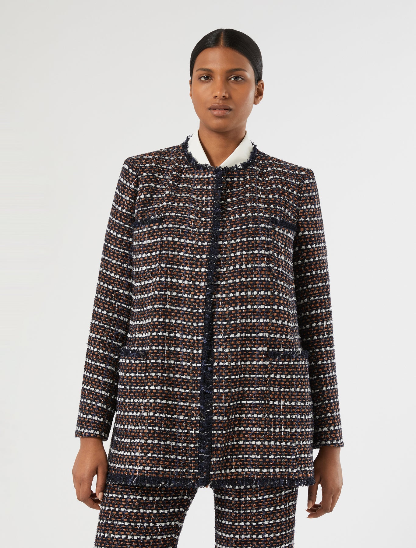 marina rinaldi bouclé fabric jacket for woman