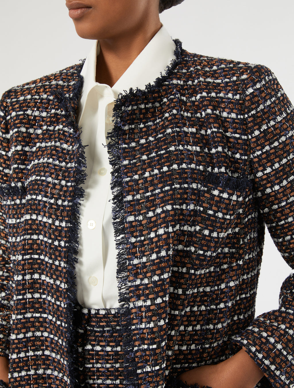 marina rinaldi bouclé fabric jacket for woman