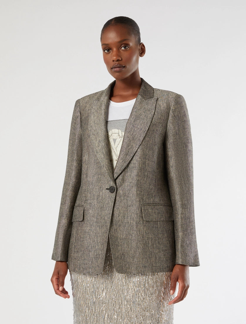 marina rinaldi yarn dyed linen jacket for woman