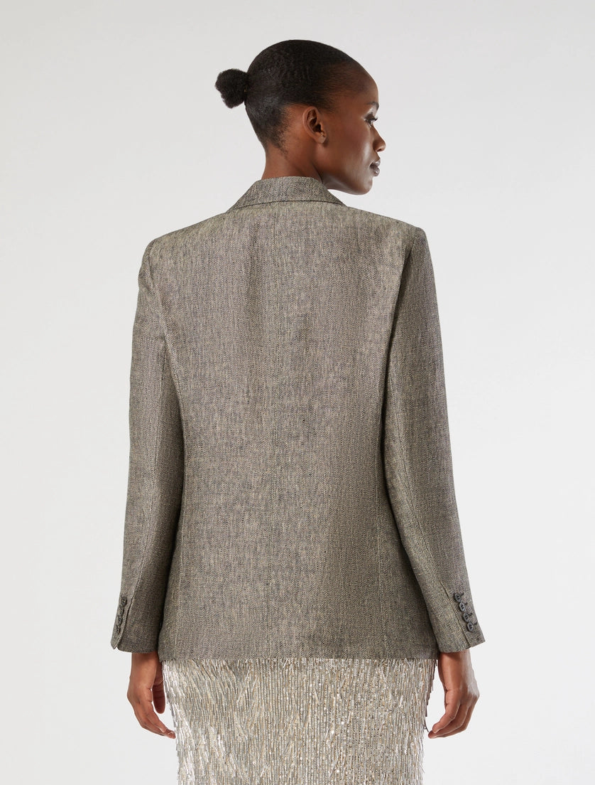 marina rinaldi yarn dyed linen jacket for woman