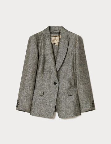 marina rinaldi yarn dyed linen jacket for woman