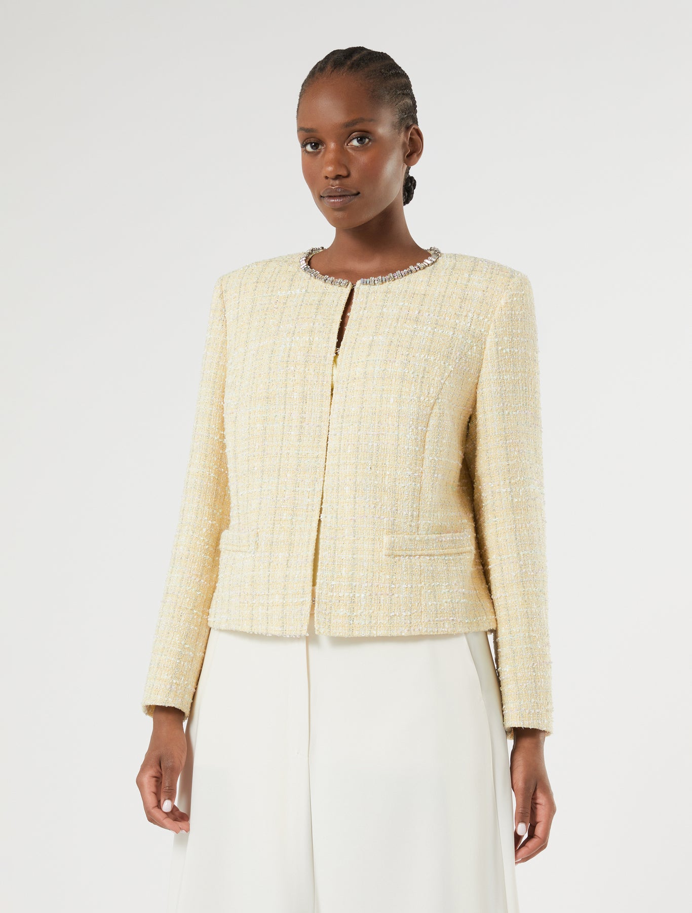 Embroidered yarn-dyed jacket