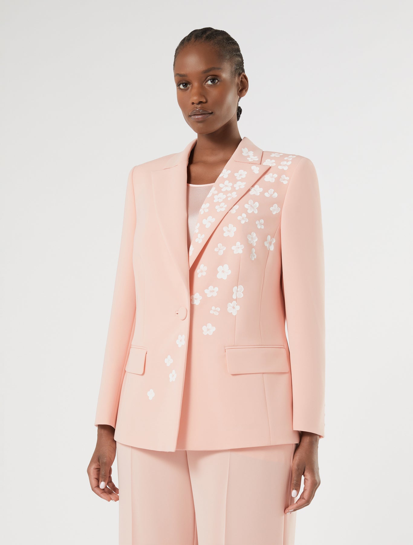 Floral-detail cady blazer jacket