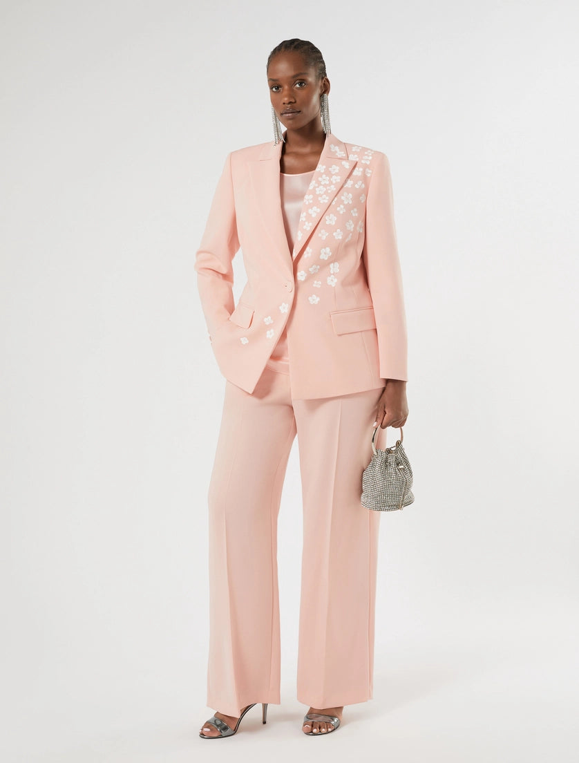 Floral-detail cady blazer jacket