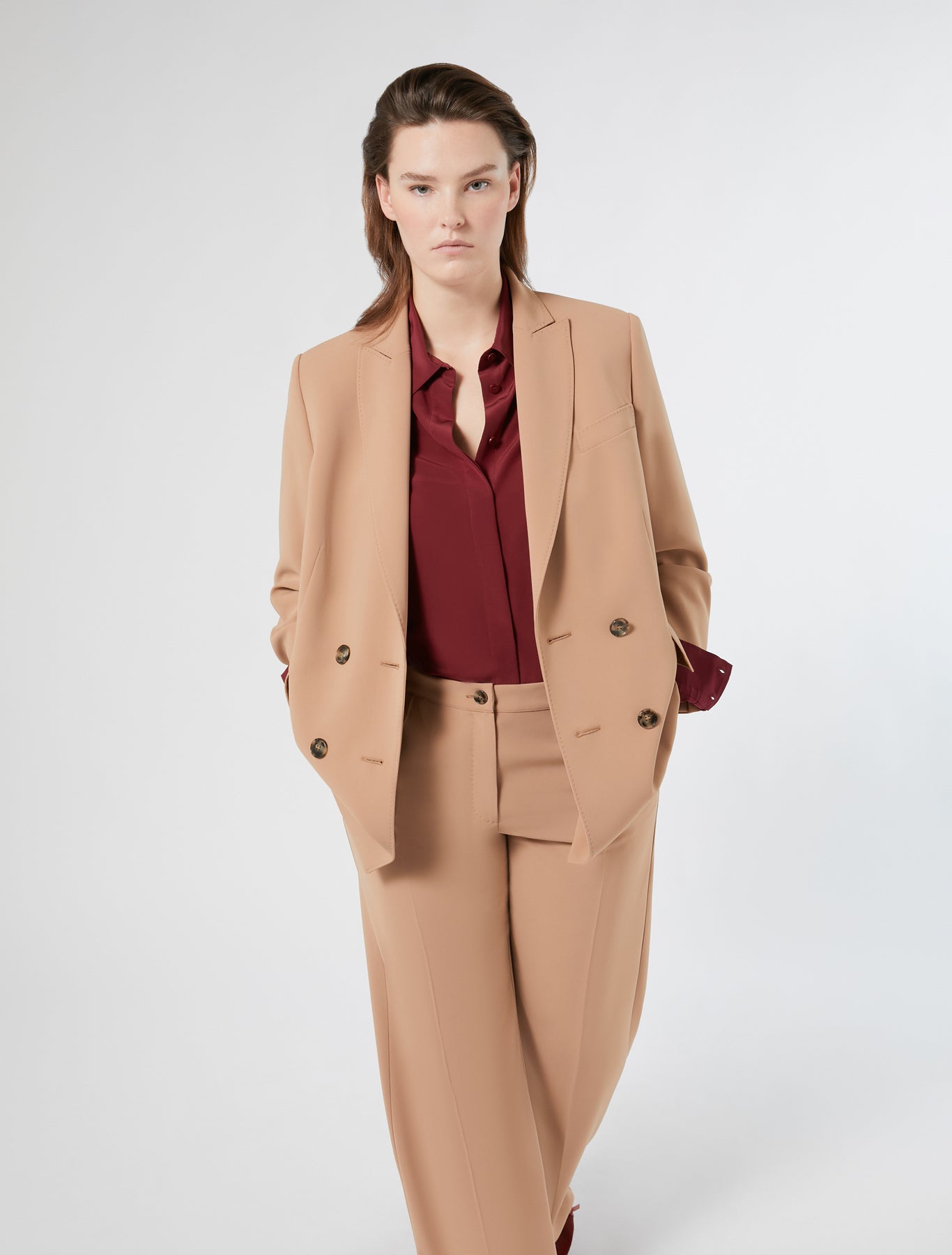 Double-breasted cady blazer jacket