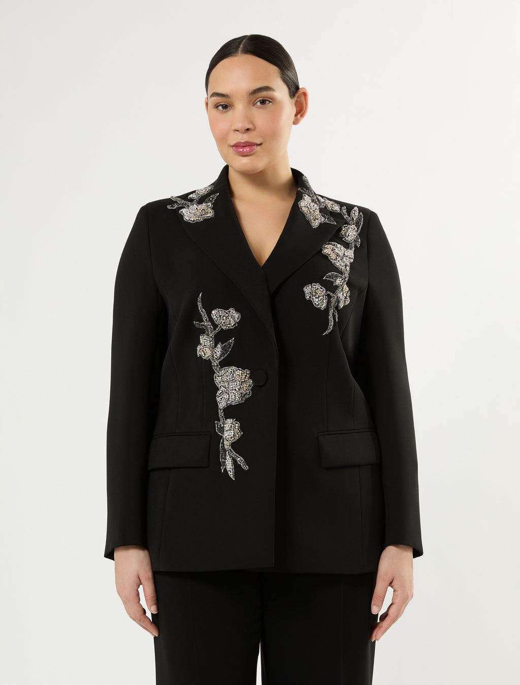 Marina Rinaldi embroidered cady blazer jacket for woman