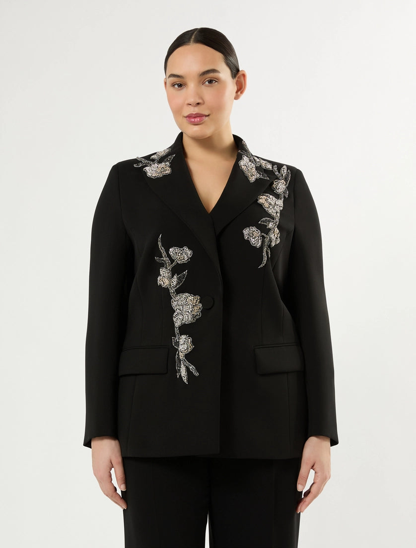 Embroidered cady blazer jacket