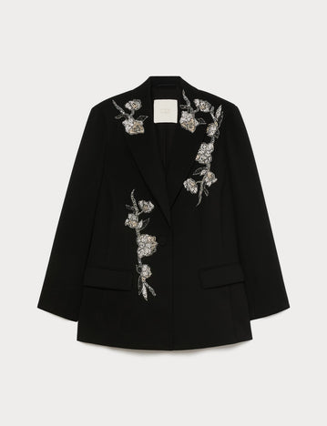 Embroidered cady blazer jacket