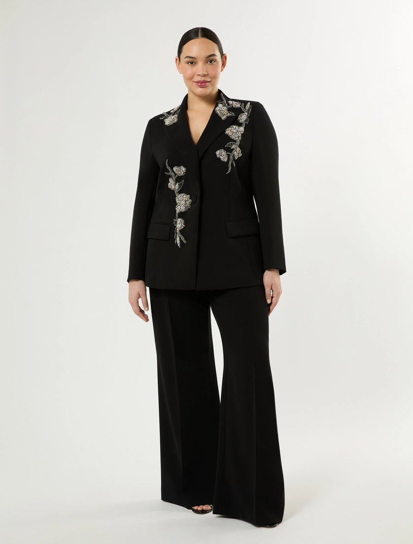 Embroidered cady blazer jacket