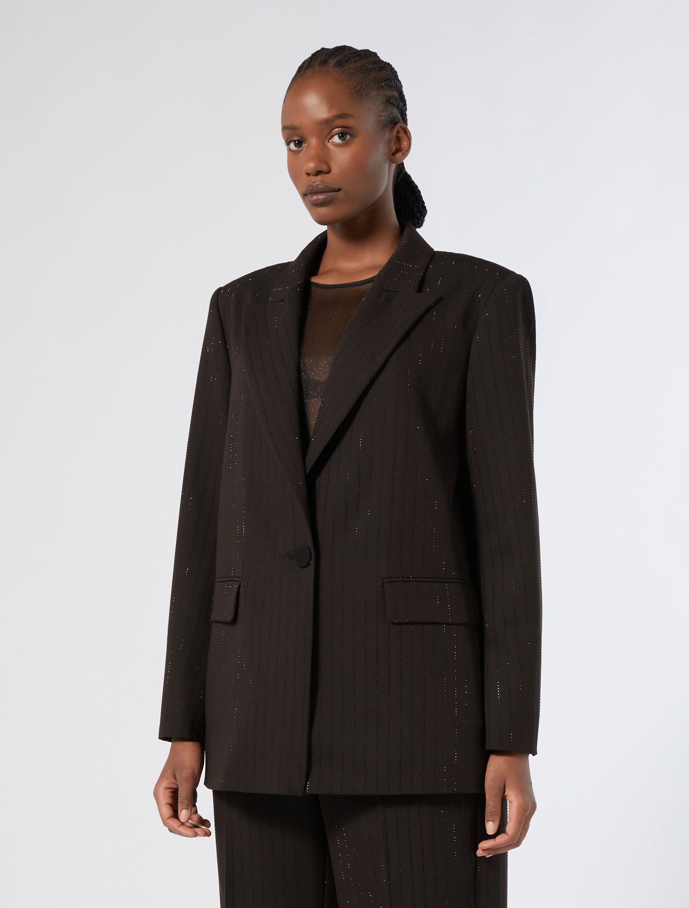 Twill blazer with rhinestones