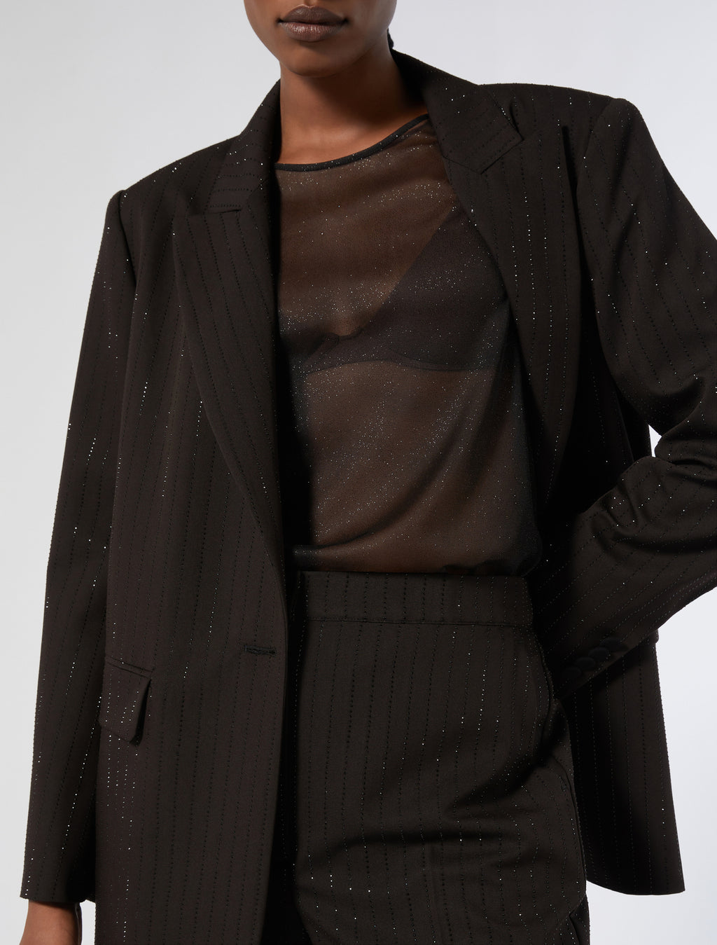 Twill blazer with rhinestones