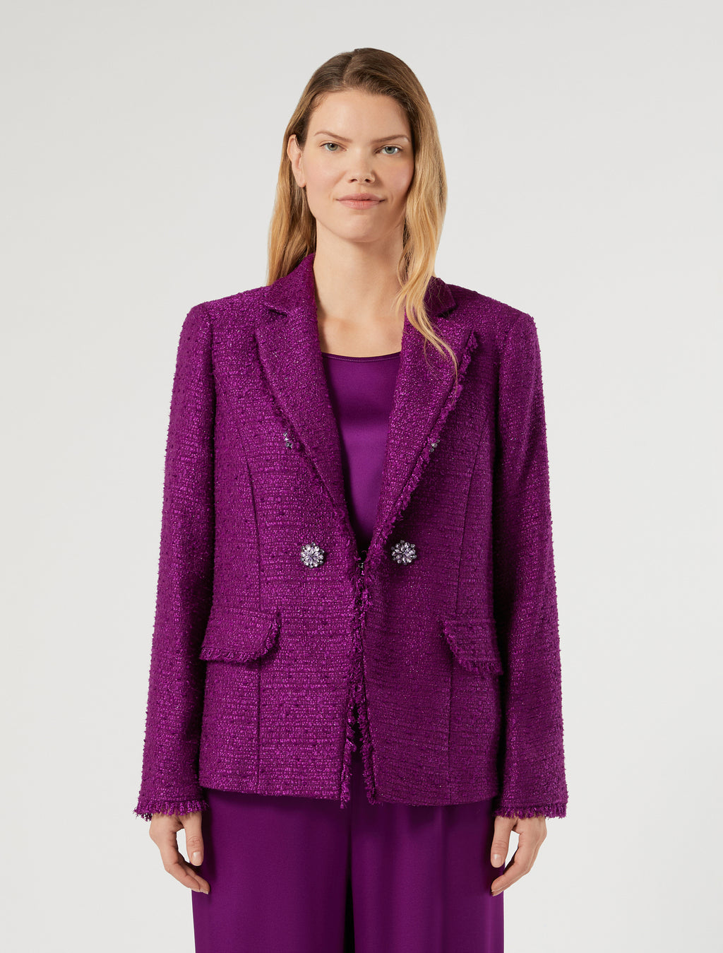 Marina Rinaldi plain weave fabric jacket for woman