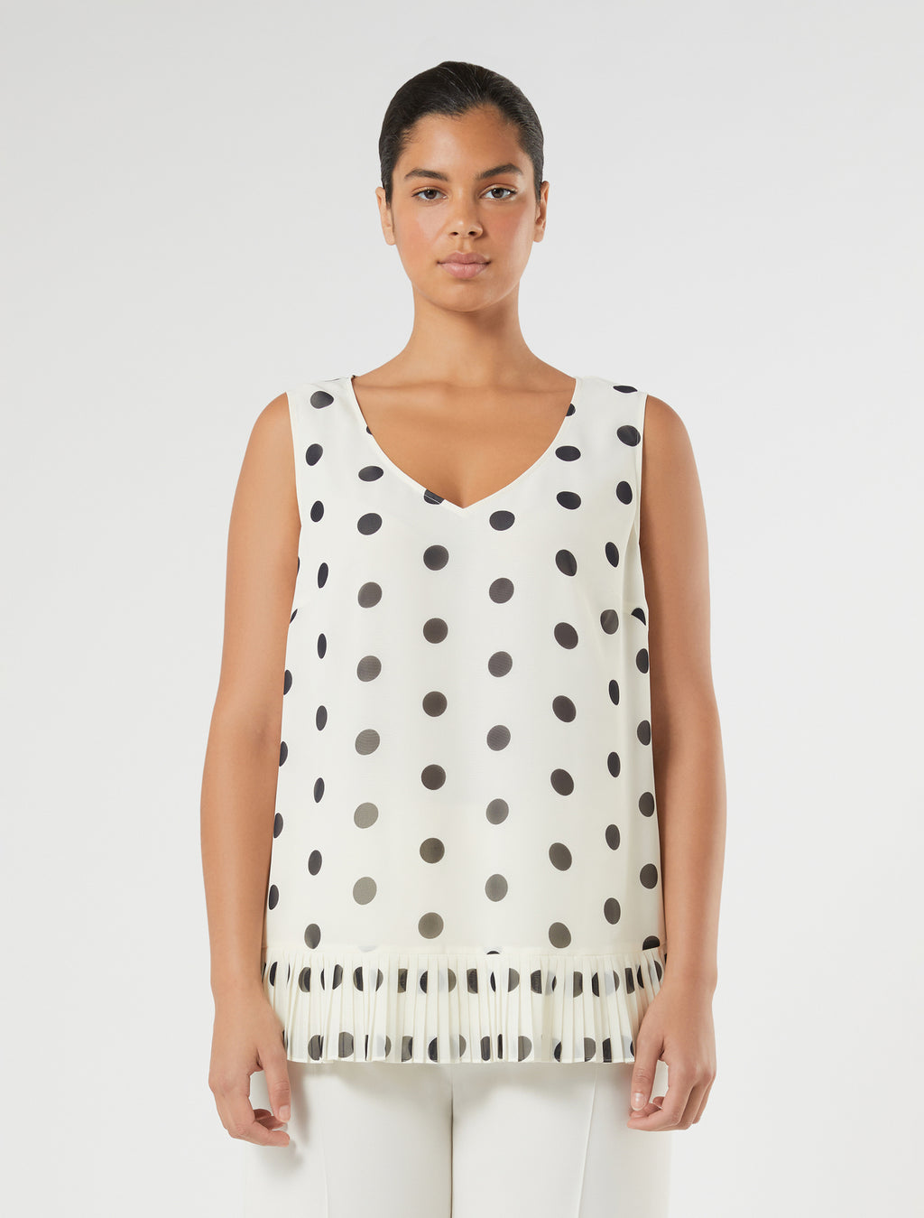 Plissé-pleated georgette top