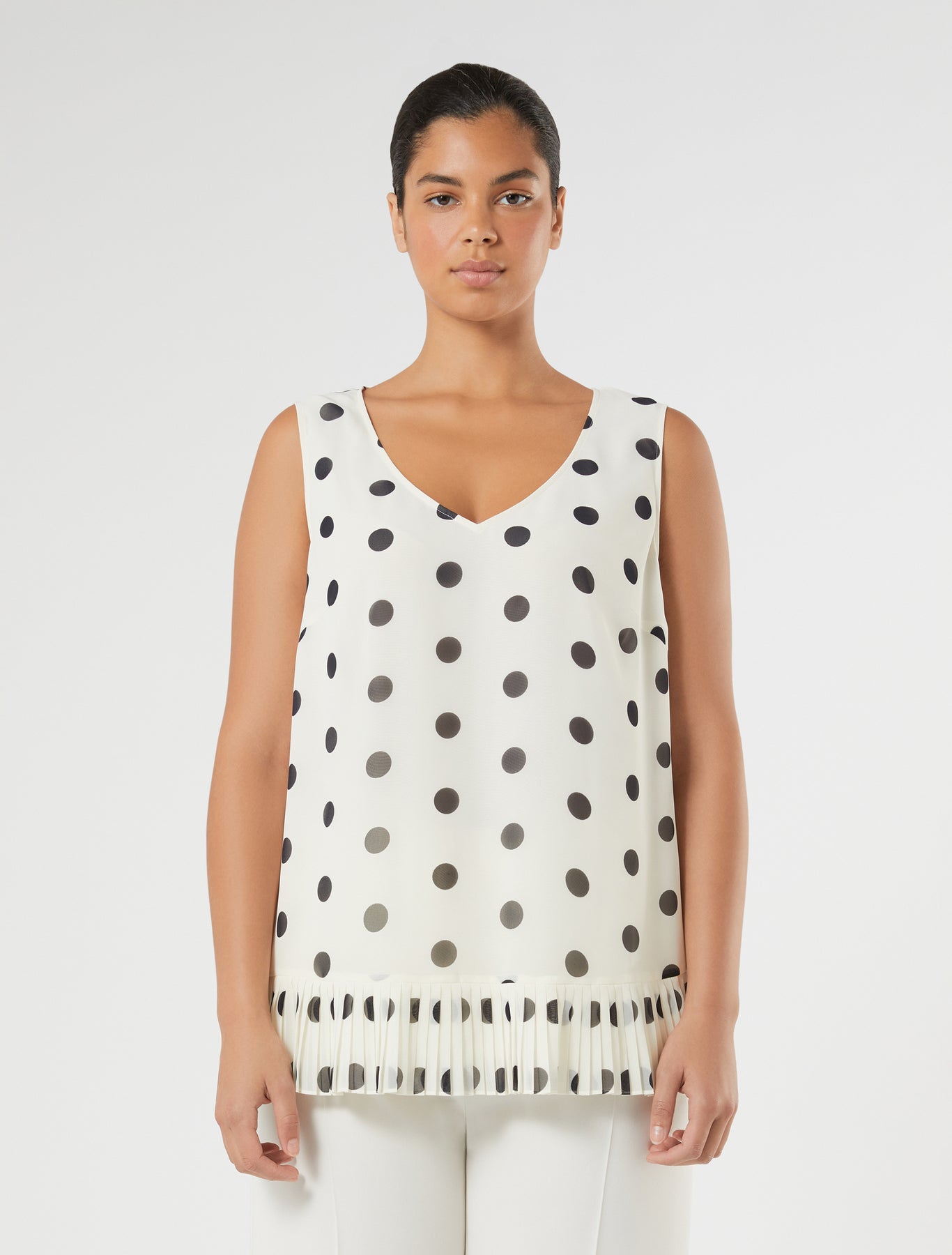 Plissé-pleated georgette top