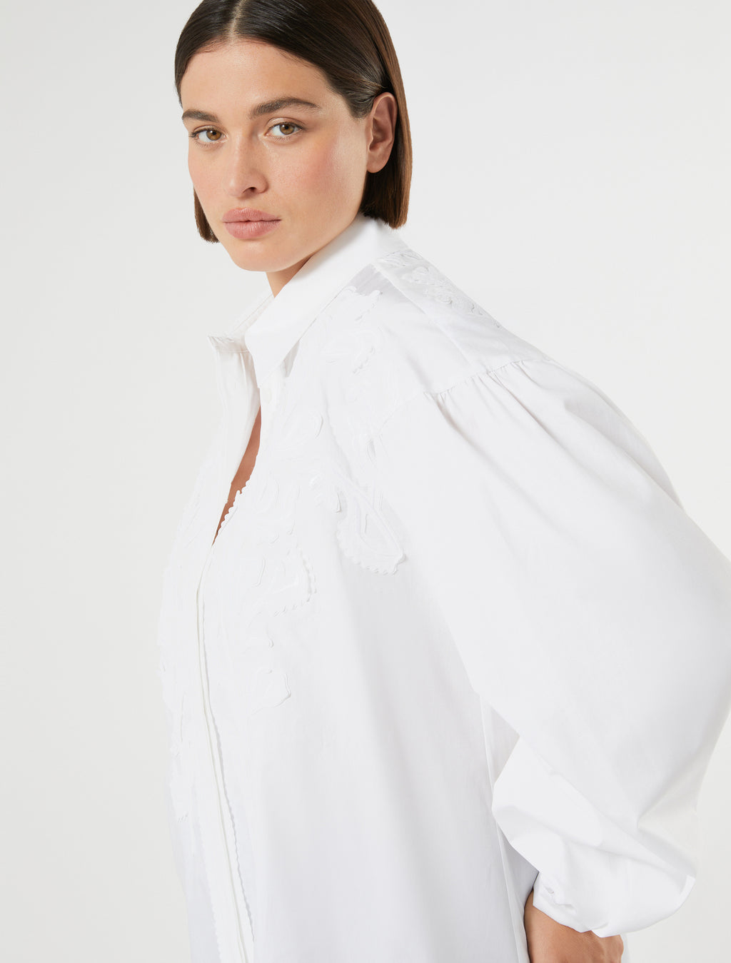 Embroidered poplin shirt