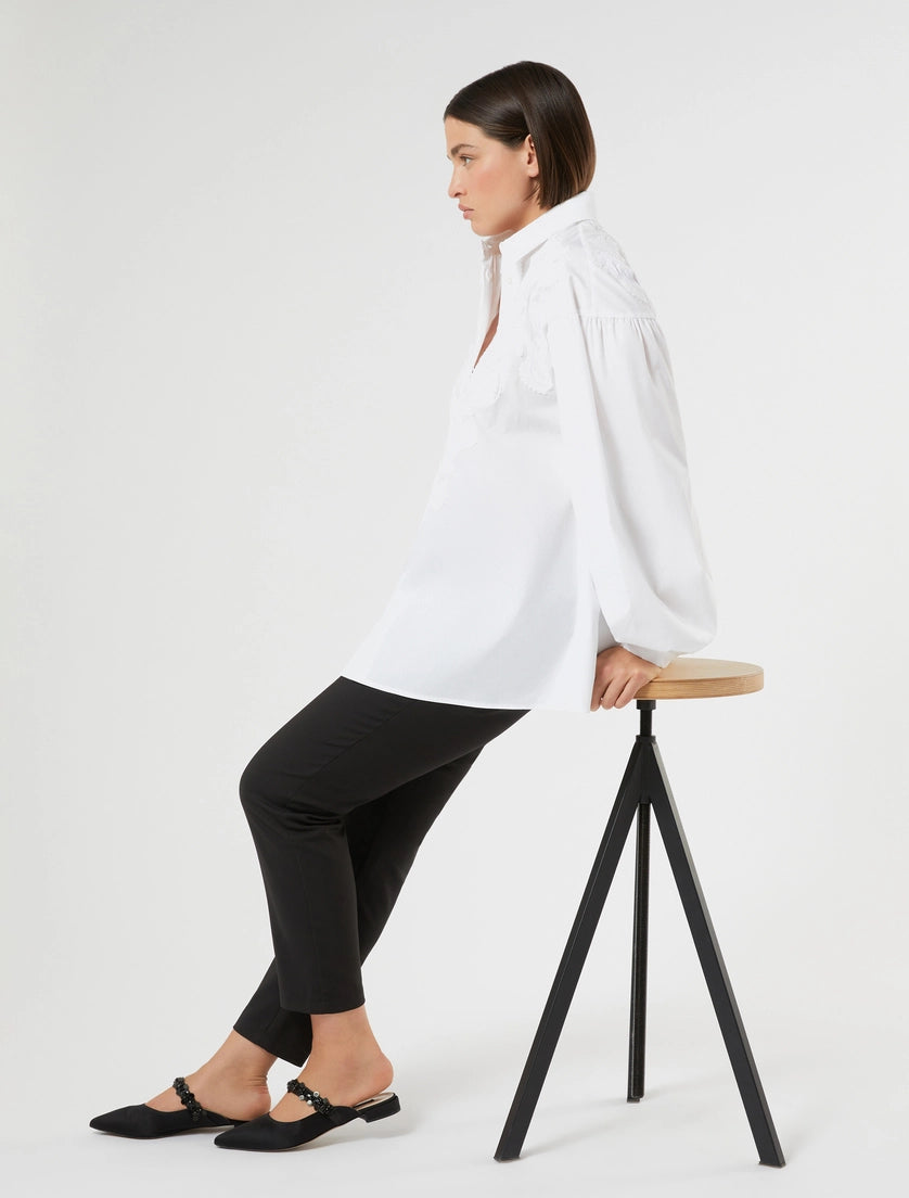 Embroidered poplin shirt