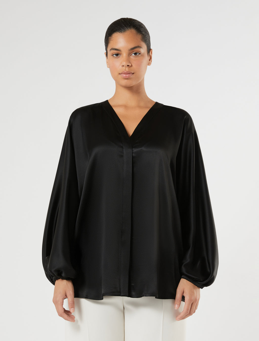 marina rinaldi oversized satin shirt for woman