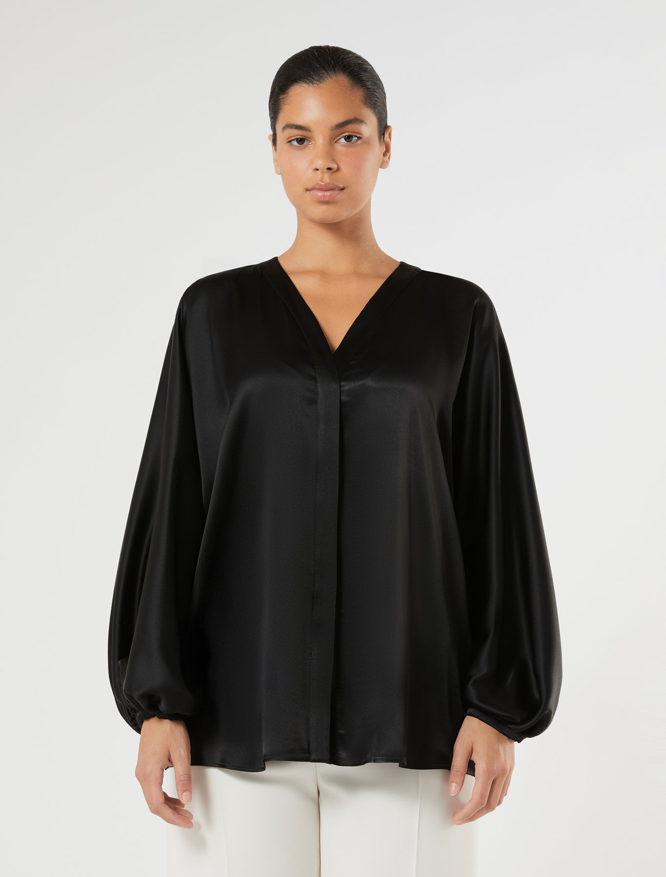 marina rinaldi oversized satin shirt for woman