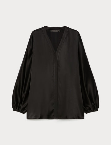 marina rinaldi oversized satin shirt for woman