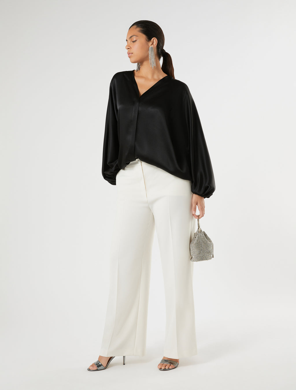marina rinaldi oversized satin shirt for woman