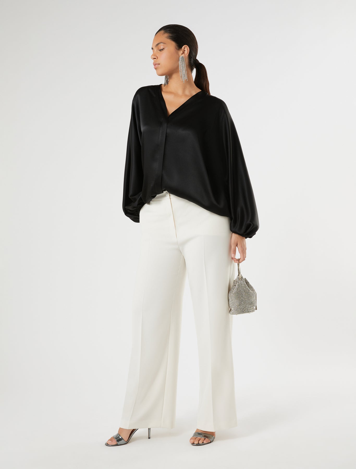 marina rinaldi oversized satin shirt for woman