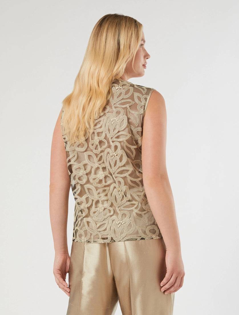 Embroidered tulle top