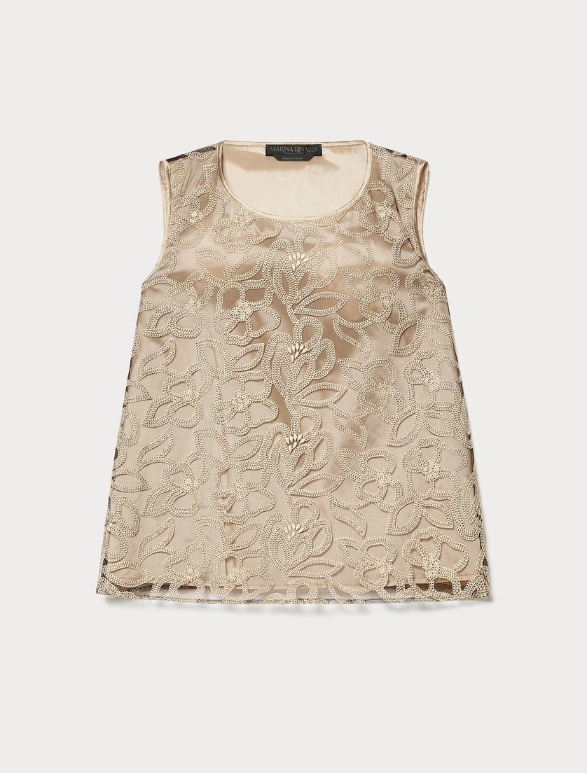 Embroidered tulle top
