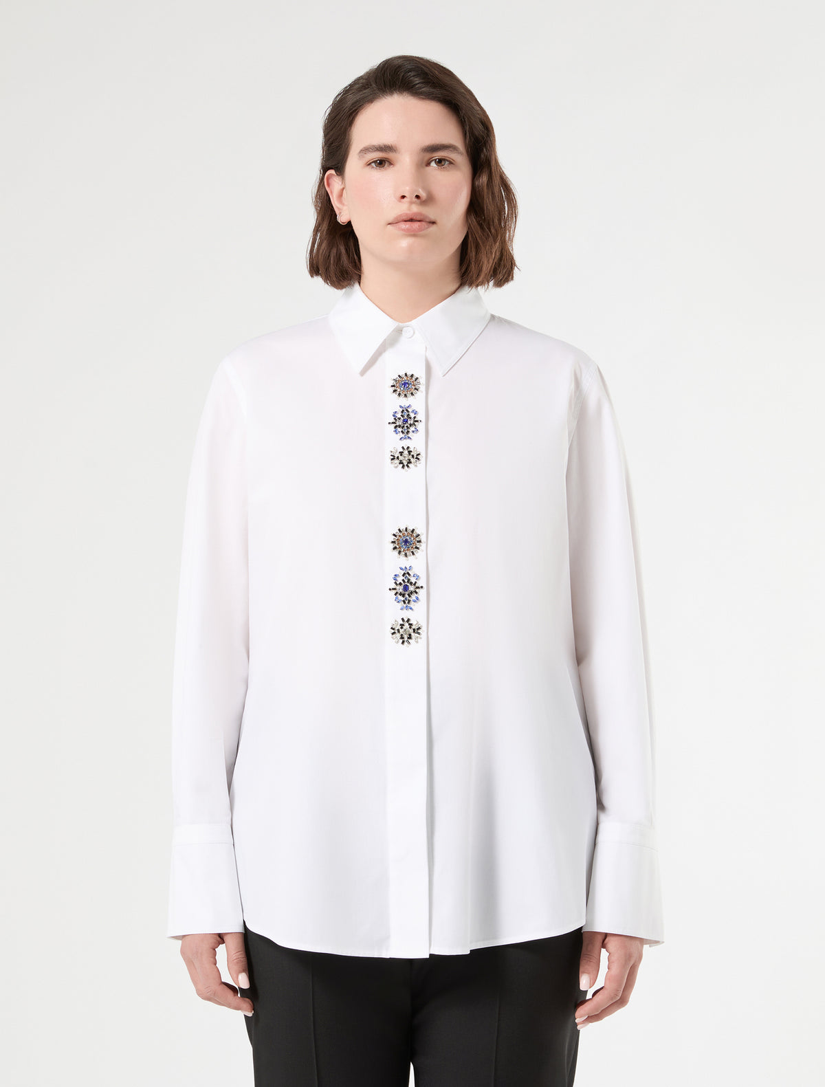 Marina Rinaldi embroidered poplin shirt for woman