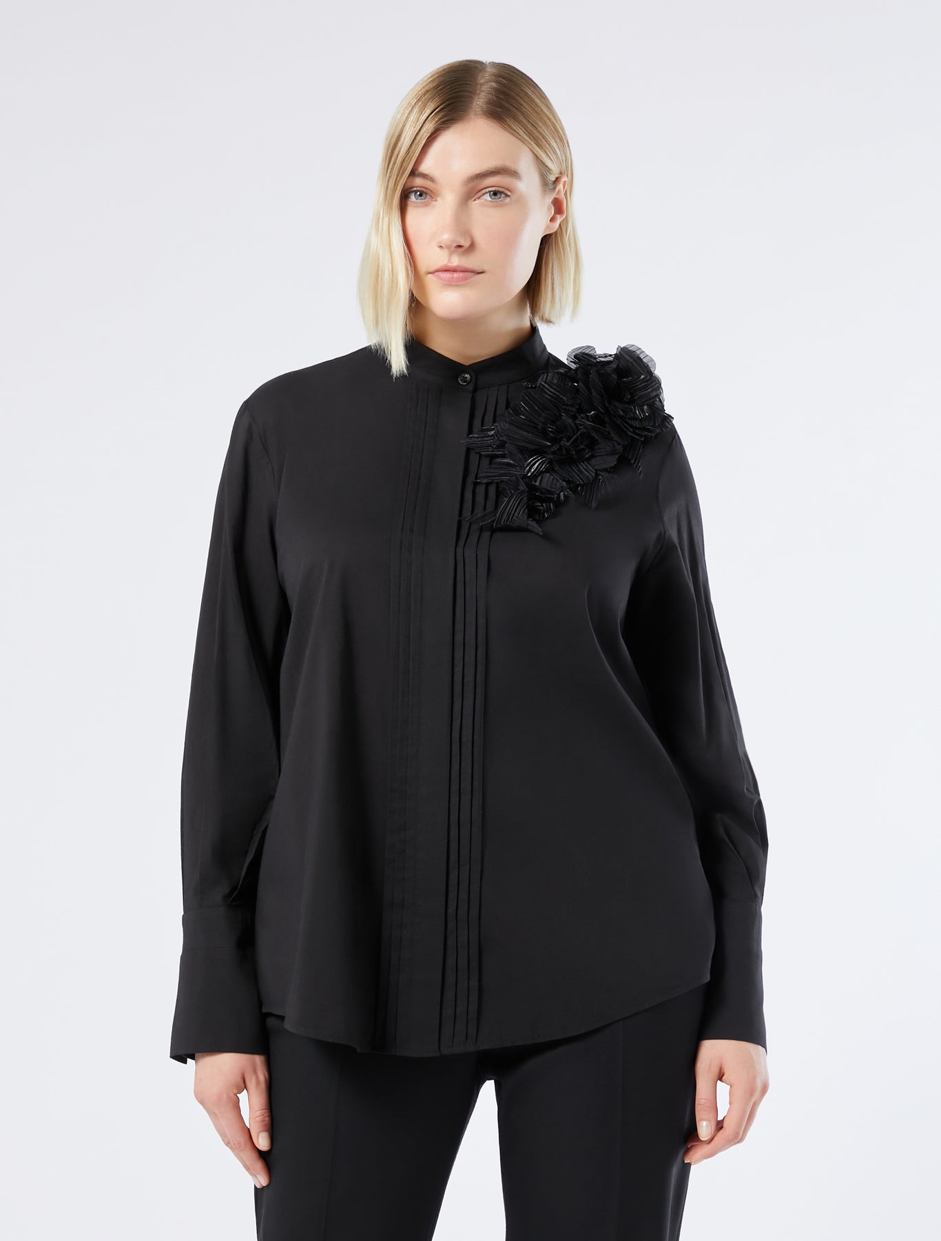 Embroidered voile shirt