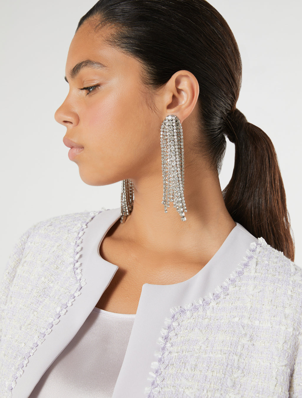 Yarn-dyed duster coat with embroidery